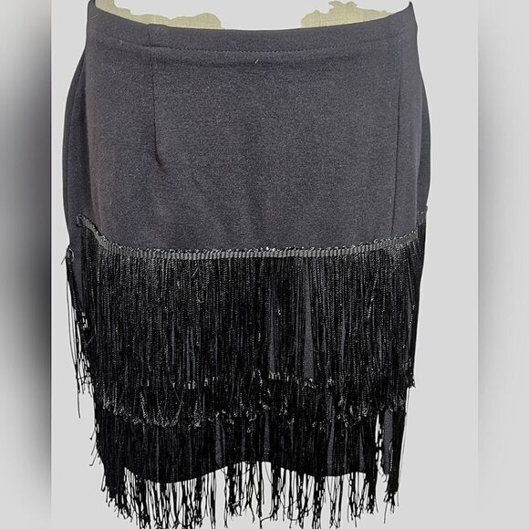 EXPRESS Black Fringe Mini Skirt - Picture 2 of 7